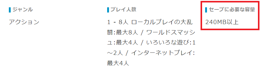 スマブラWiiUの保存容量