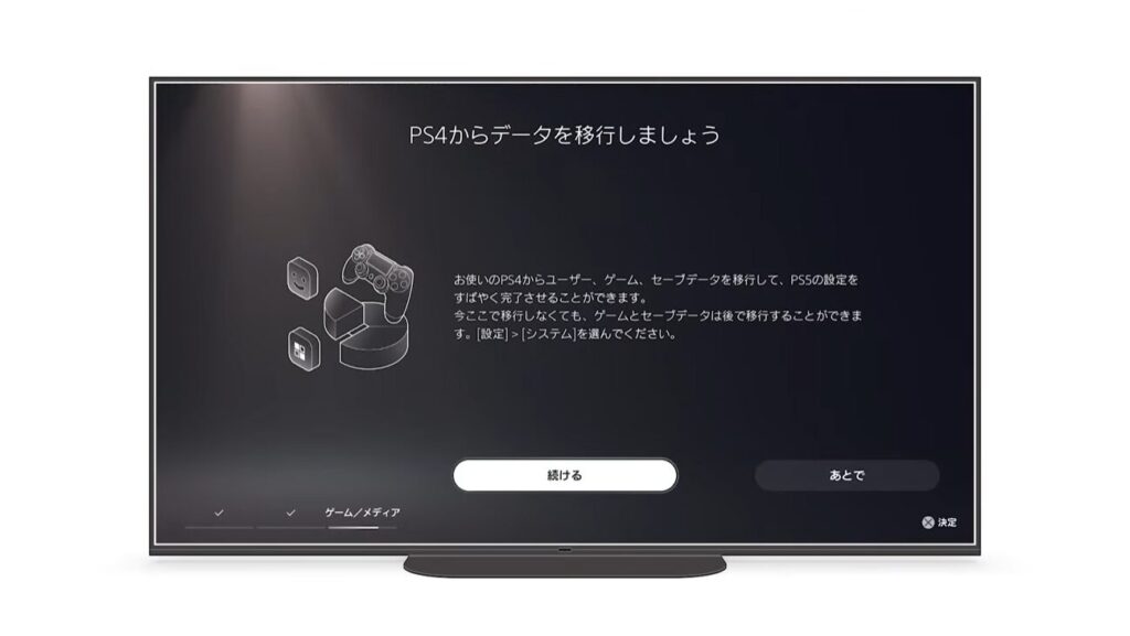 PS4へのデータ移行画面