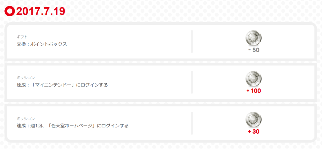 最期のポイント履歴