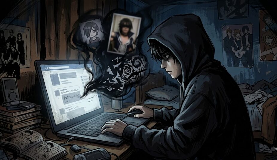 ネットの黒歴史を確認する男性